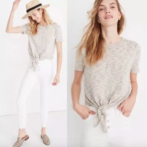 Madewell Heather Knit Front Knot Sweater Tee
